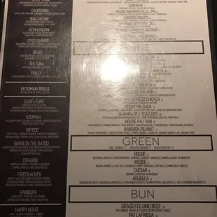 menu