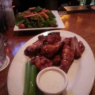 Chicken wings and salad!
