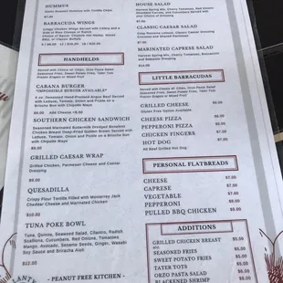 Pool menu summer 2020