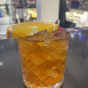 Old fashioned with cheap cherries and orange slice ? Really ?