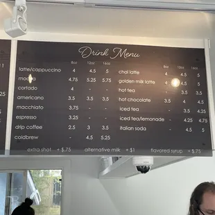 Drink menu