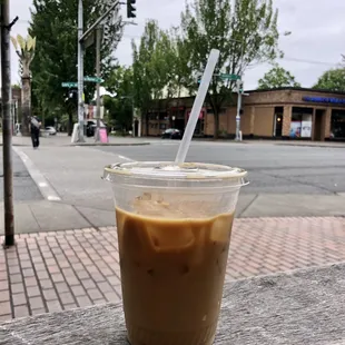 Iced americano on corner of Market and 22nd