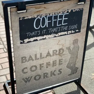 Signage outside of the coffee shop