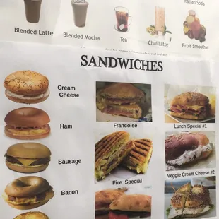 Sandwich menu