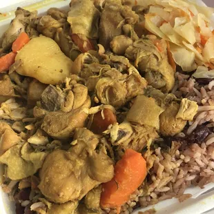 a meal in a styrofoam container