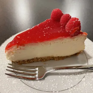 Raspberry cheesecake was a great finish to a wonderful meal