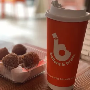 Sugar cinnamon ballers and large coffee for the win.