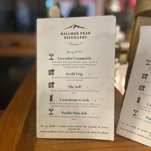 Seasonal Spring 2024 menu