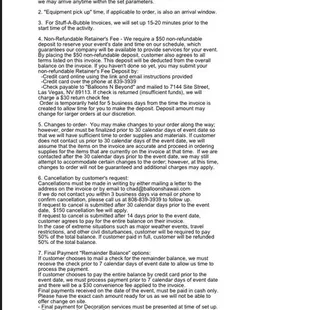 Second page of contract, read this carefully and do not use their services if you&apos;re within 30 days of your event.