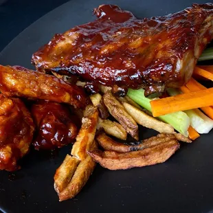 1/2 Slab Smoked BBQ Ribs Dinner &amp; Chicken Wings 10-Pack