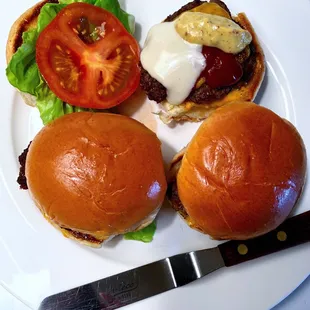 - Cheeseburger Sliders. Added my own toppings.