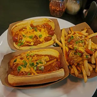 Chilli Cheese Dogs and Chilli Cheese fries on the menu