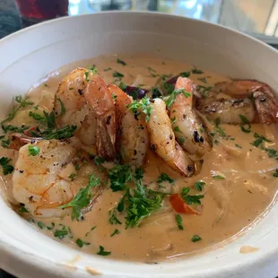 Shrimp and grits brunch item