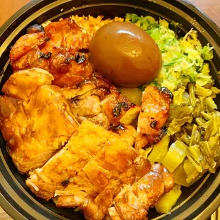 Half Chicken &amp; Half Pork Rice Bowl