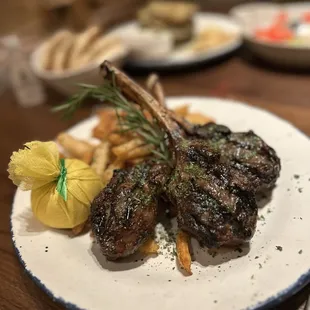 Lamb chops and fries