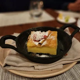 a pan of food on a table