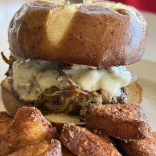 Wild mushroom and Swiss burger