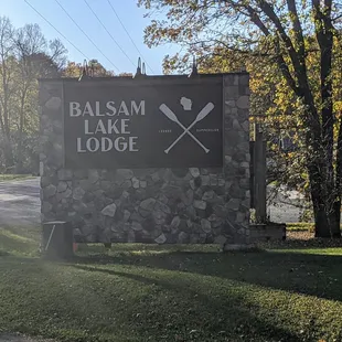 Balsam Lake Lodge sign on County highway I