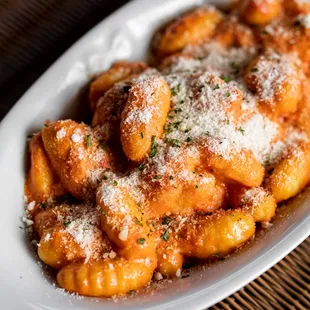 Gnocchi Nonna Rosa! Served in a rich and creamy pink sauce!