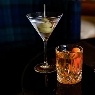 Martini &amp; old fashioned, both can be found on our Social Hour menu and enjoyed on our spacious patio!