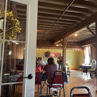 The outside pavilion with a one man acoustic band.