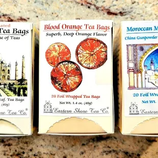 The 3 types of tea that we bought.