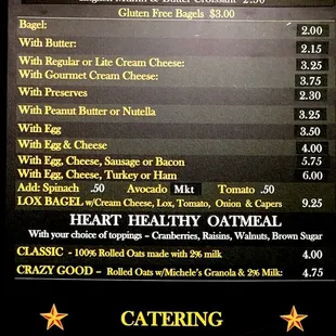 Breakfast menu