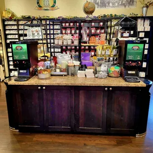 Coffee and tea fixings.