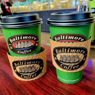 Our 16 oz pour-over coffees.