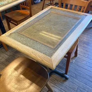 a table with a glass top