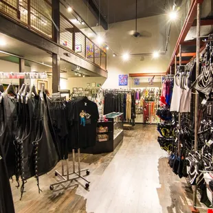 the inside of a clothing store