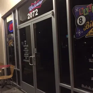 the entrance to the restaurant