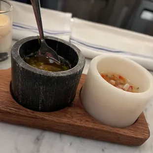 Fresh Chimi and salsa criolla served with steak.