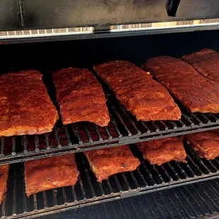 ribs cooking on the grill
