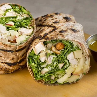 a chicken and lettuce wrap