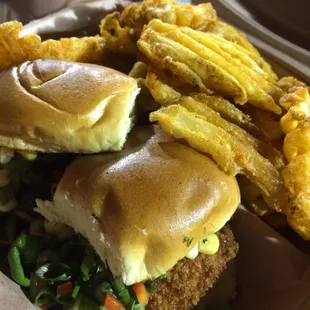 Fried Tomato Sliders with Fries