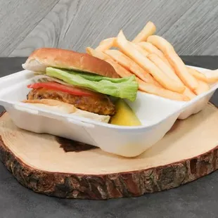 Classic Double Cheeseburger with fries.