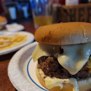 Mushroom Swiss burger: love it!! No veggies!