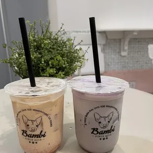 Pandan Ube and strawberry milk