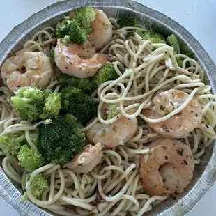 Shrimp, scampi, and broccoli