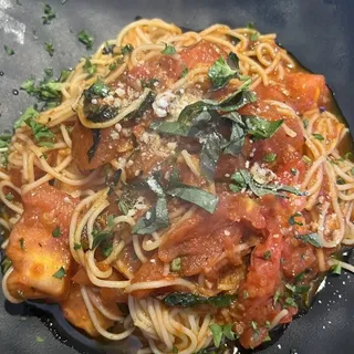 Tomato Basil Over Spaghettini