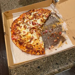 a half eaten pizza