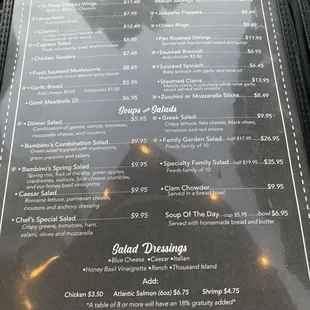 menu