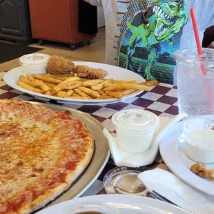 My crazy four year old stoked on pizza day.