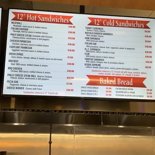 Sandwiches menu