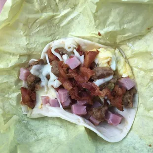 A very filling, delicious meat lover&apos;s taco!