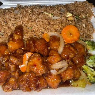 General Tso's Chicken and fried rice