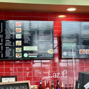 menus on the wall