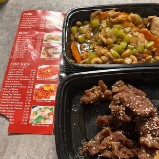 Bottom meal is apparently orange chicken displayed next to the picture of what we ordered  Top meal was cashew chicken