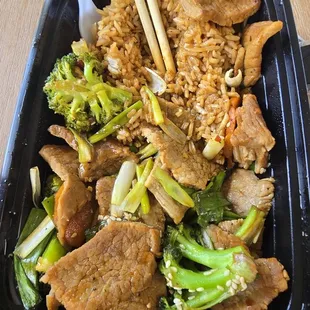 Mongolian beef with fried rice